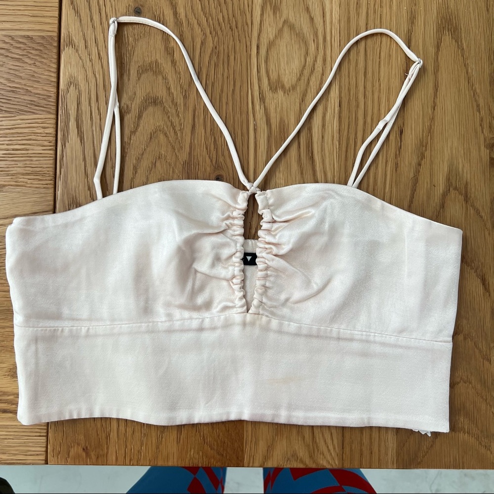 Zara silk crop top with keyhole